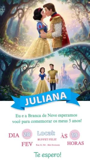 Convite Animado Branca de Neve Floresta Mágica para Editar
