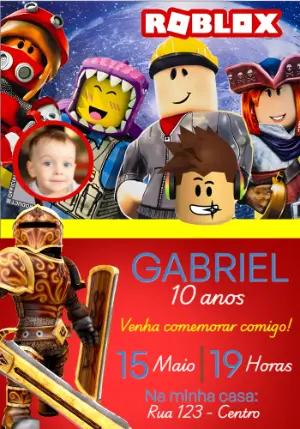 Convite de Aniversário Roblox com Foto para Editar