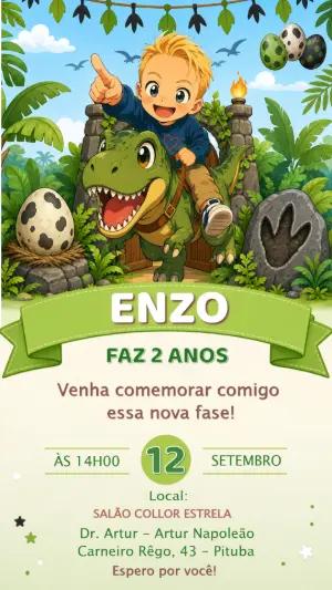 Convite de Aniversário Dinossauros Jurassic Park para Editar