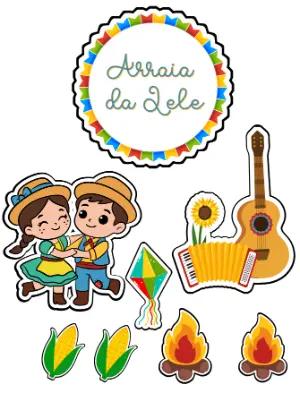 Topo de Bolo Festa Junina Infantil Editável com Personagens