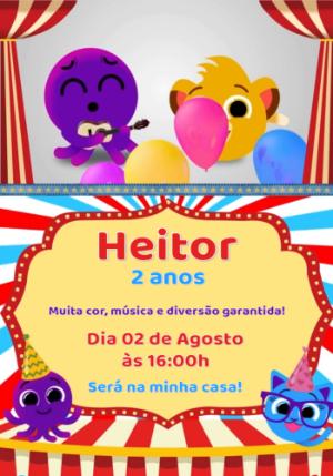 Convite Animado Aniversário Circo Bolofofos para Editar Online