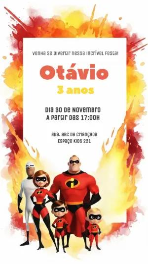 Convite Digital Festa Os Incríveis para Editar Online