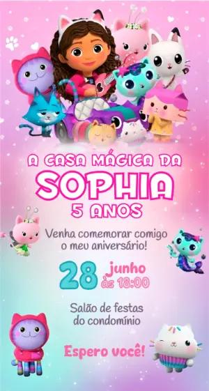 Convite de Aniversário A Casa Mágica da Gabby Editável
