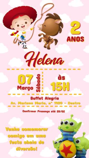 Convite de Aniversário Jessie Toy Story Rosa para Editar