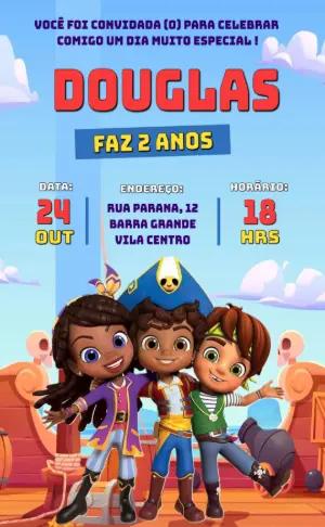 Convite Aniversário Pirata Santiago dos Mares para Editar Online