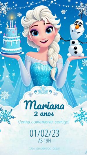 Convite Animado Aniversário Frozen Elsa para Editar