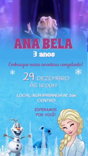 Convite Animado Aniversário Frozen para Editar Online