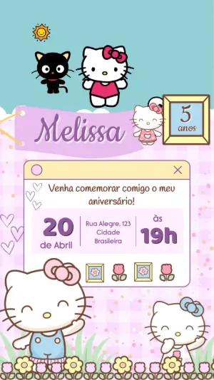 Convite Animado Aniversário Hello Kitty para Editar Online