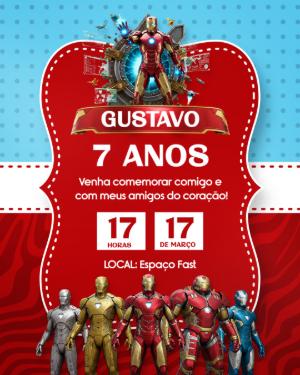 Convite de Aniversário Homem de Ferro para Editar Online