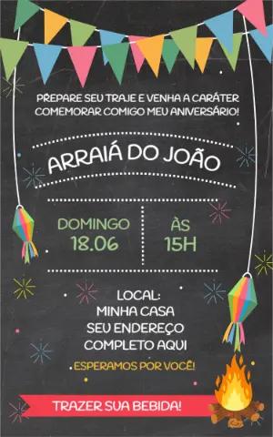 Convite de Festa Junina Estilo Lousa para editar online