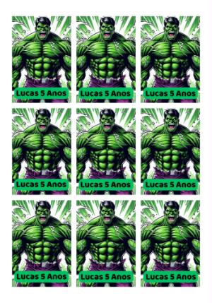 Tag de Aniversário Hulk para Editar e Imprimir