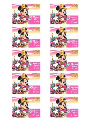 Etiqueta Escolar Minnie Mouse Colorida Modelo Editável para Imprimir