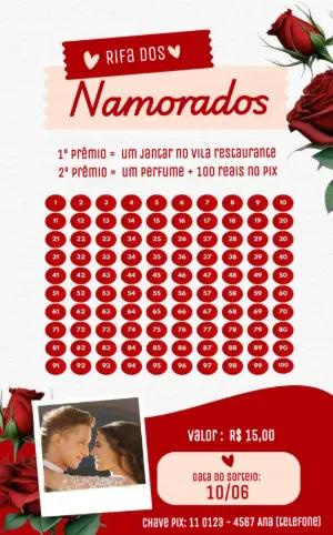 Rifa Dia dos Namorados Romântica para Editar Online