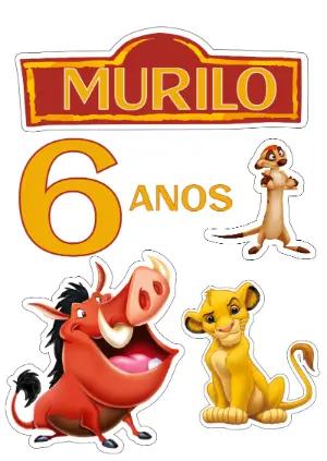 Topo de Bolo Rei Leão com Personagens para Editar e Imprimir