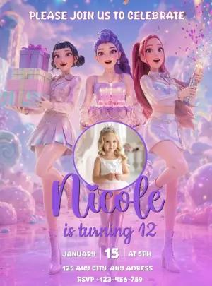 K-Pop Demon Hunter Birthday Invitation | Editable Digital Template