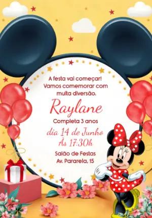 Convite de Aniversário Minnie Mouse Vermelha para Editar Online