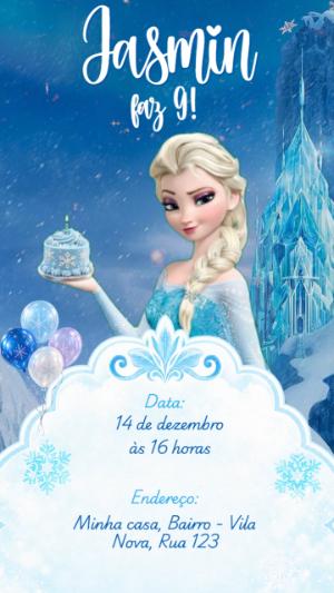 Convite Animado Frozen Elsa Falante para Editar