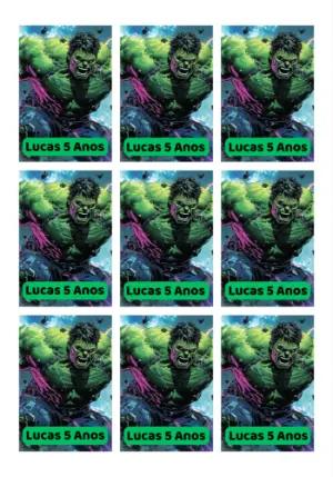 Tag de Aniversário Hulk com Herói para Editar e Imprimir