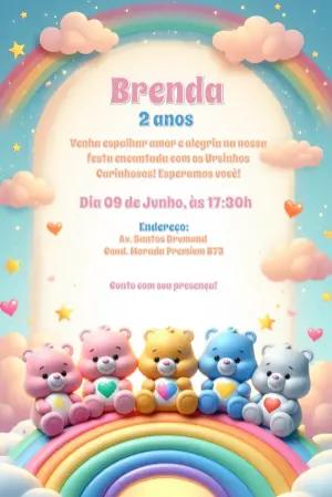 Convite de Aniversário Ursinhos Carinhosos para Editar Online
