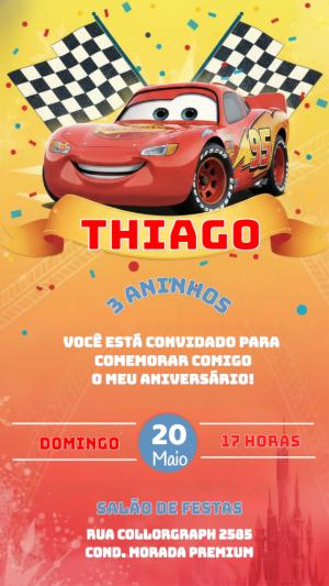 Convite de Aniversário Carros Relâmpago McQueen para editar