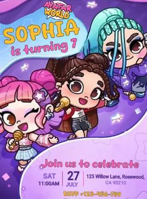 Cute Avatar World Party Invitation | Editable Digital Template