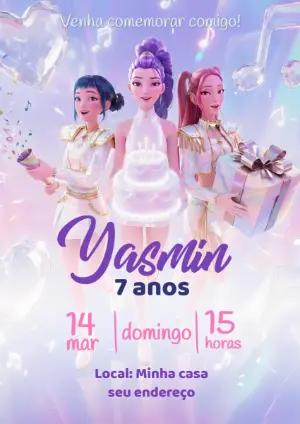 Convite de Aniversário Guerreiras do Kpop para editar