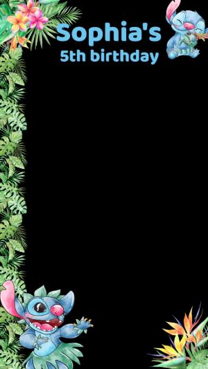 Editable Stitch Tropical Birthday Photo Frame Template