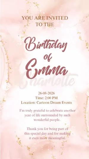 Elegant Watercolor Birthday Invitation Editable Template
