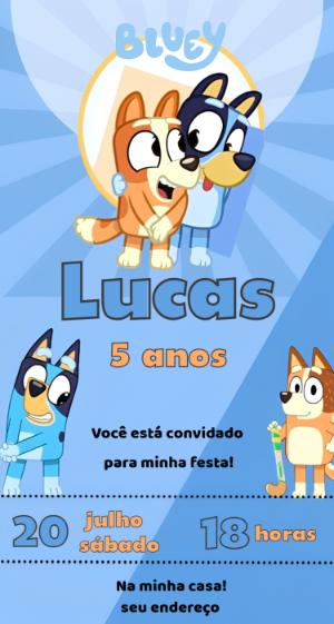 Convite de Aniversário Bluey e Bingo: Modelo Editável