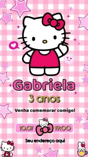 Convite de Aniversário Hello Kitty Rosa para Editar