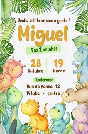 Convite Aniversário Dinossauros Baby para Editar Online