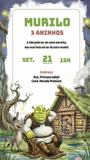 Convite de Aniversário Shrek no Pântano para Editar Online
