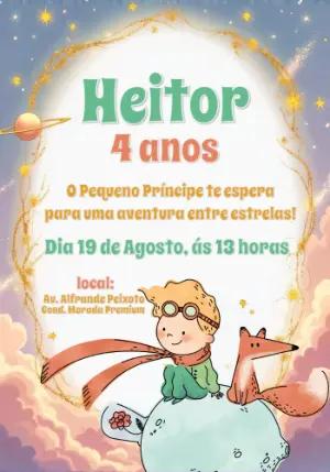 Convite Aniversário Pequeno Príncipe para Editar Online