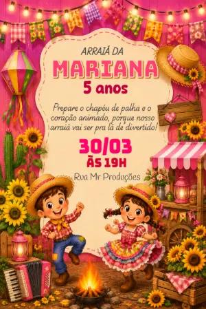 Convite Digital Festa Junina com Girassóis Editável