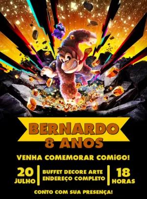 Convite de Aniversário Donkey Kong para Editar Online