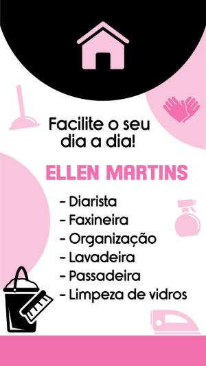 Cartão de Visita Faxineira e Diarista Moderno para Editar