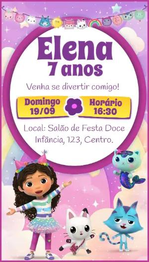 Convite de Aniversário A Casa Mágica da Gabby Editável Online