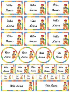 Etiquetas Escolares Blocos de Montar para Editar e Imprimir
