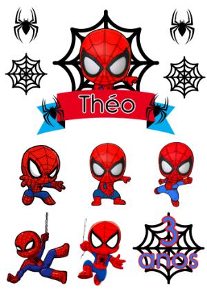 Kit Topper de Bolo Homem Aranha Baby para Editar e Imprimir