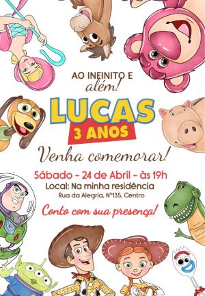 Convite de Aniversário Toy Story Colorido para Editar