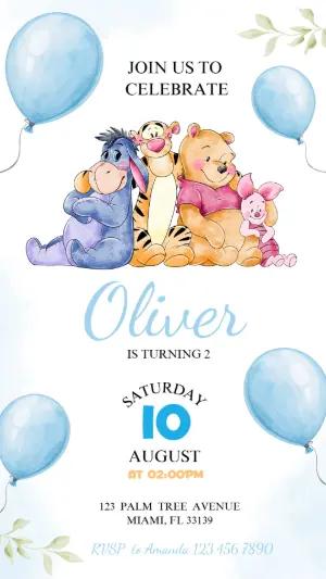 Winnie the Pooh Birthday Invitation Template to Edit