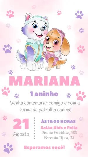 Convite Aniversário Skye e Everest Patrulha Canina para Editar