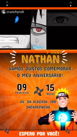 Convite Animado Naruto: Modelo de Aniversário para Editar
