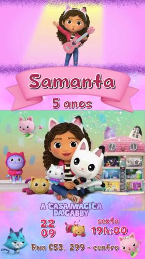 Convite Animado Aniversário A Casa Mágica da Gabby para Editar