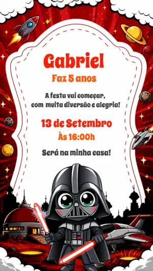 Convite de Aniversário Darth Vader Chibi para Editar