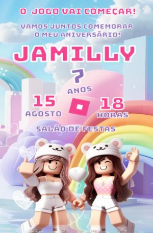 Convite de Aniversário Roblox Menina para Editar Online