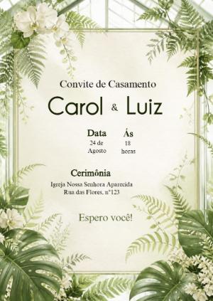 Convite de Casamento Botânico Elegante: Modelo Editável Online
