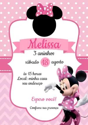 Convite Minnie Rosa: Modelo de Aniversário Digital para Editar