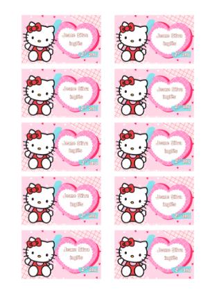 Etiqueta Escolar Hello Kitty Rosa Editável para Imprimir