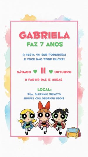 Convite de Aniversário Meninas Super Poderosas para Editar Online